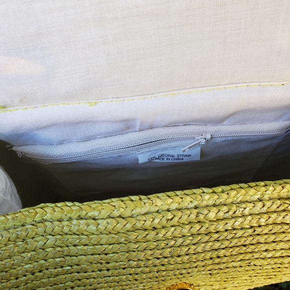 NWT Green VTG Straw Purse with Bamboo Handle - Picture 7 of 12